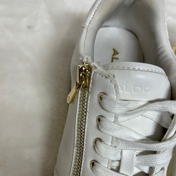 Aldo White and Gold Sneakers with Padded Ankle Collar - Picture 12 of 14